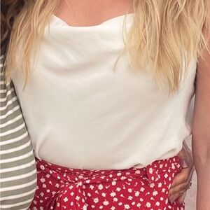 White Cowl Neck Blouse